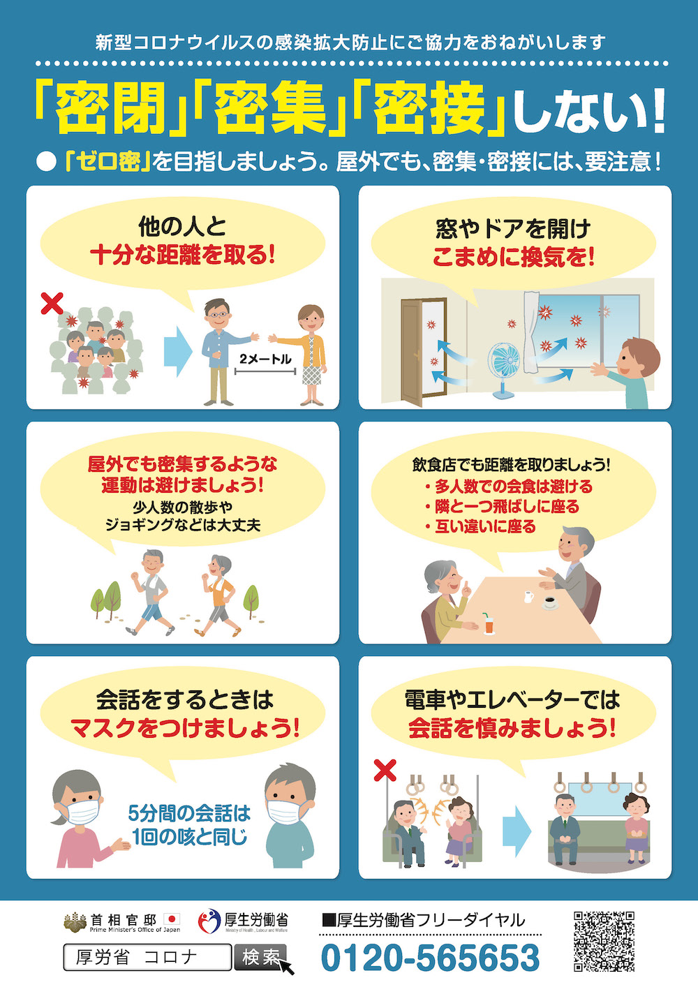 「密閉」「密集」「密接」しない！