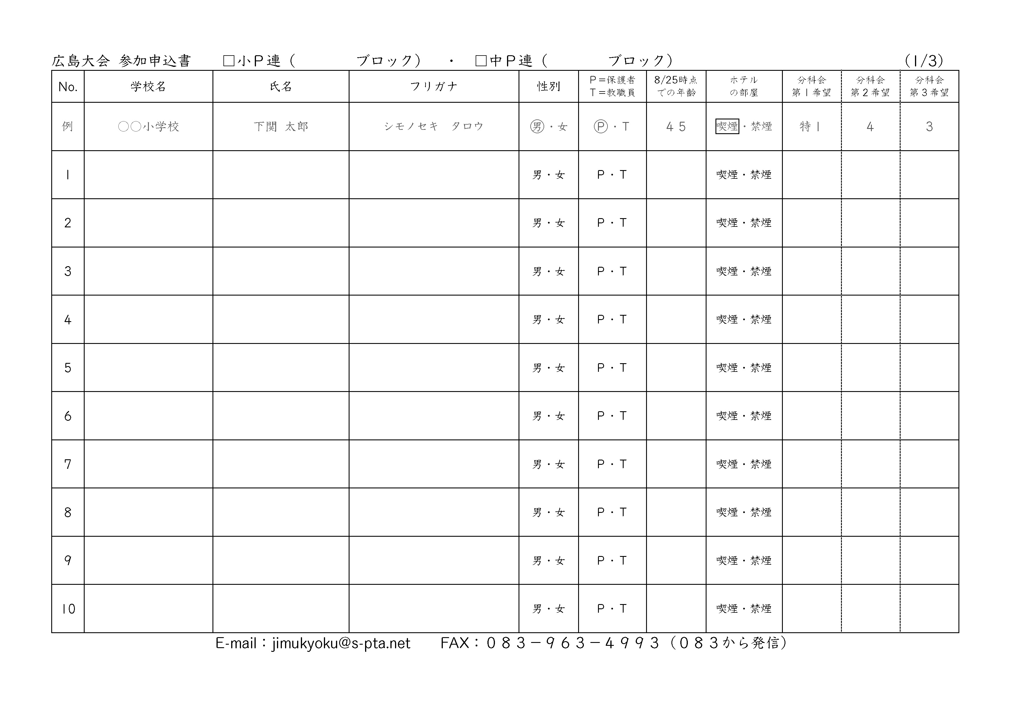 ブロック研修会助成金申請書
